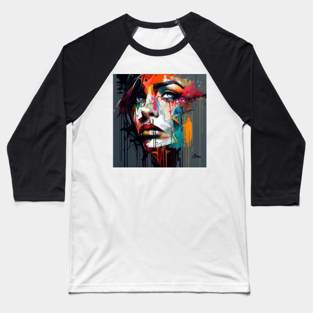 Abstract Girl Colorful Baseball T-Shirt by Legendary T-Shirts